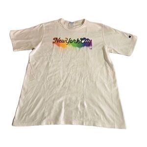 Vintage Y2K Champion New-York City Shirt Multicolor Graffiti Paint Men's Size XL